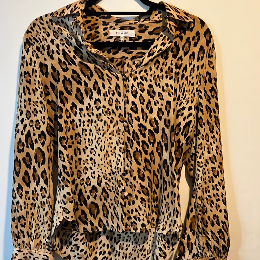 Frame Silk Cheetah Blouse
